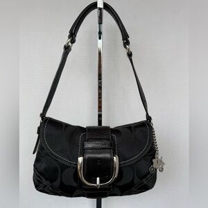 Coach Soho Signature Black Canvas Leather Shoulder Bag Vintage Handbag Purse